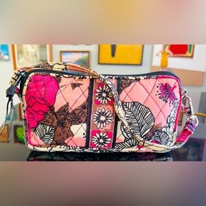 Vera Bradley Pink and Brown Mocha Rouge convertible bag wristlet, retired print!